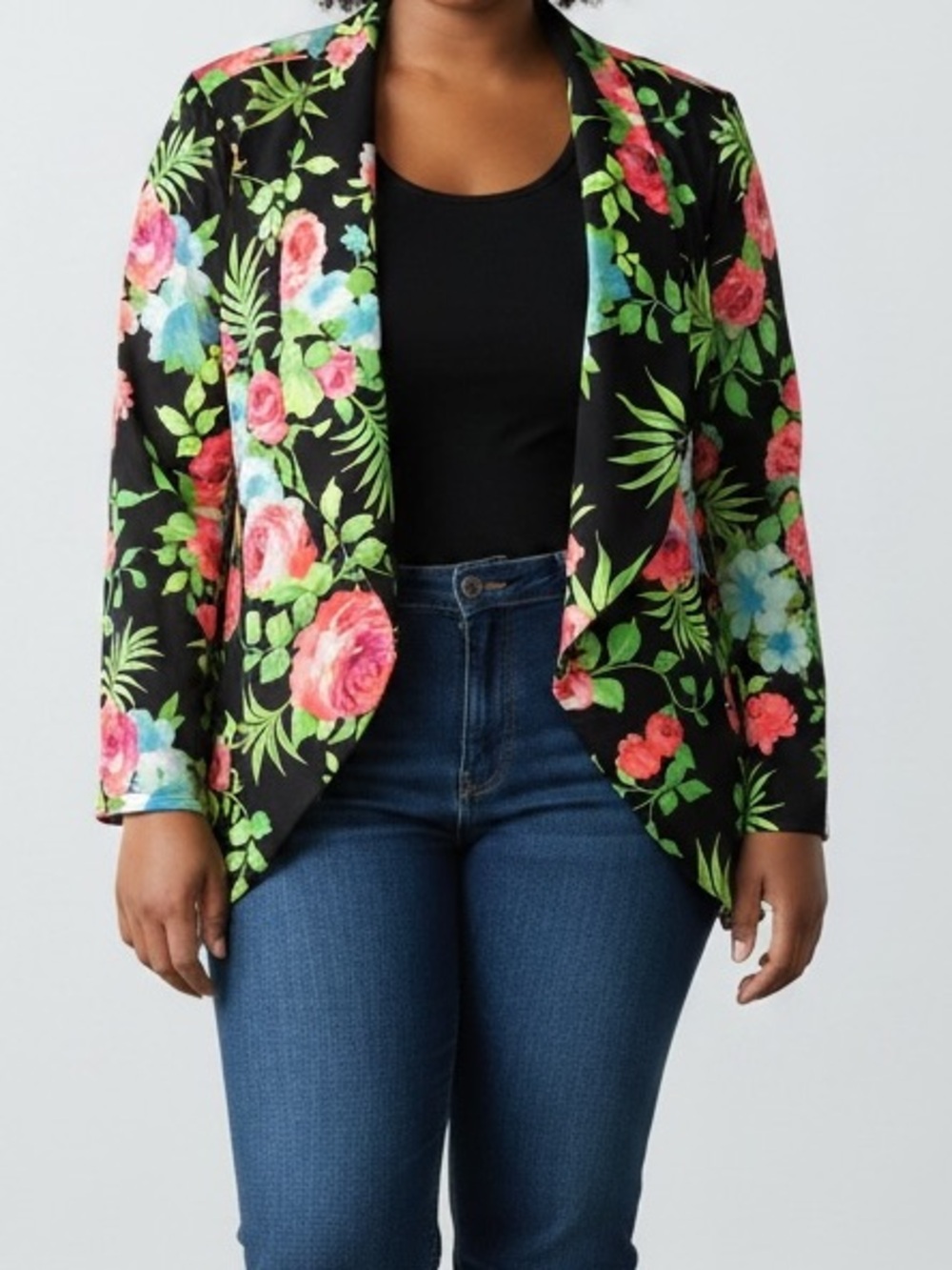 Kiki LaRue The Office Edit Floral Open Front Jacket  Size 1X